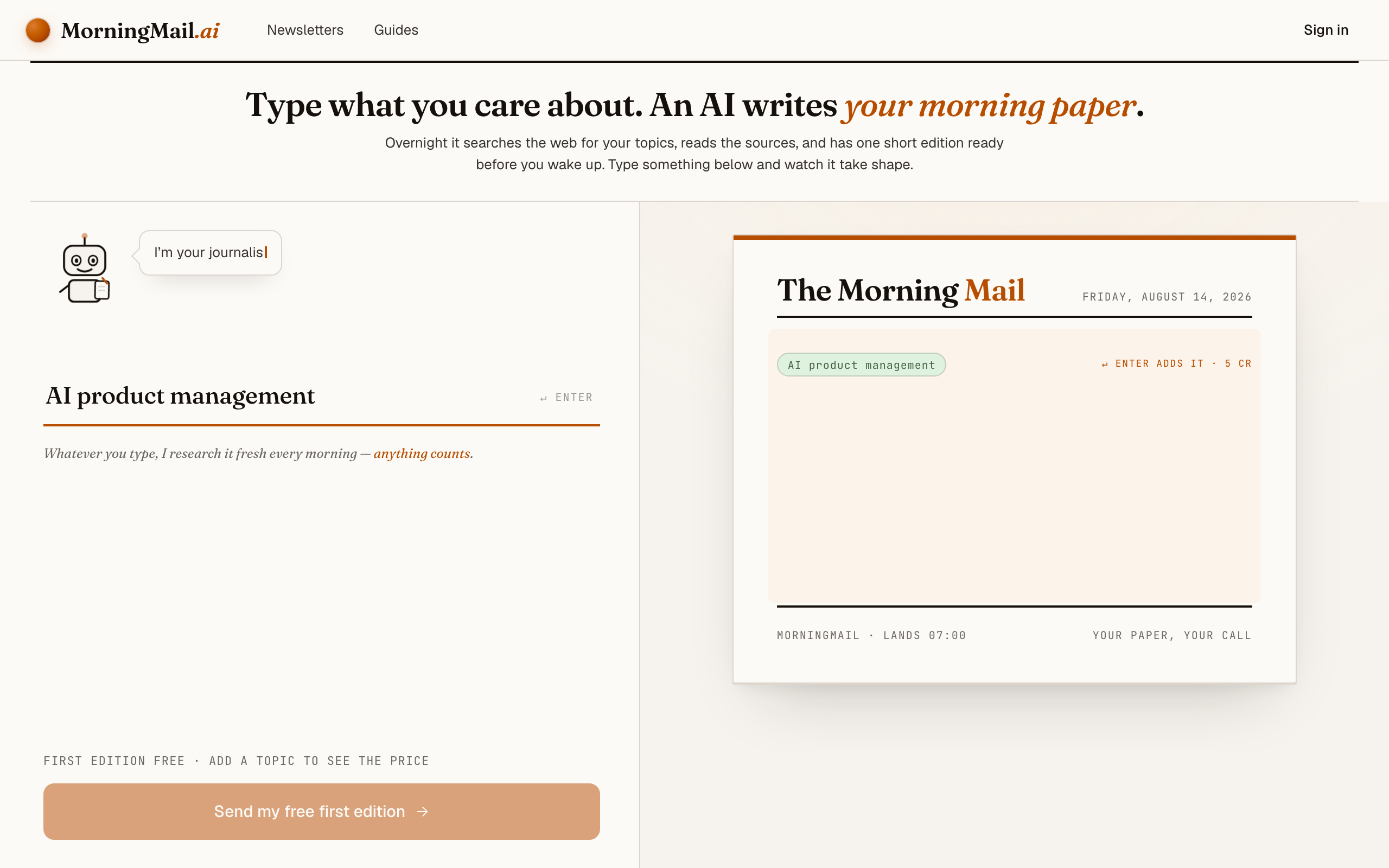 Type your topic: AI product management