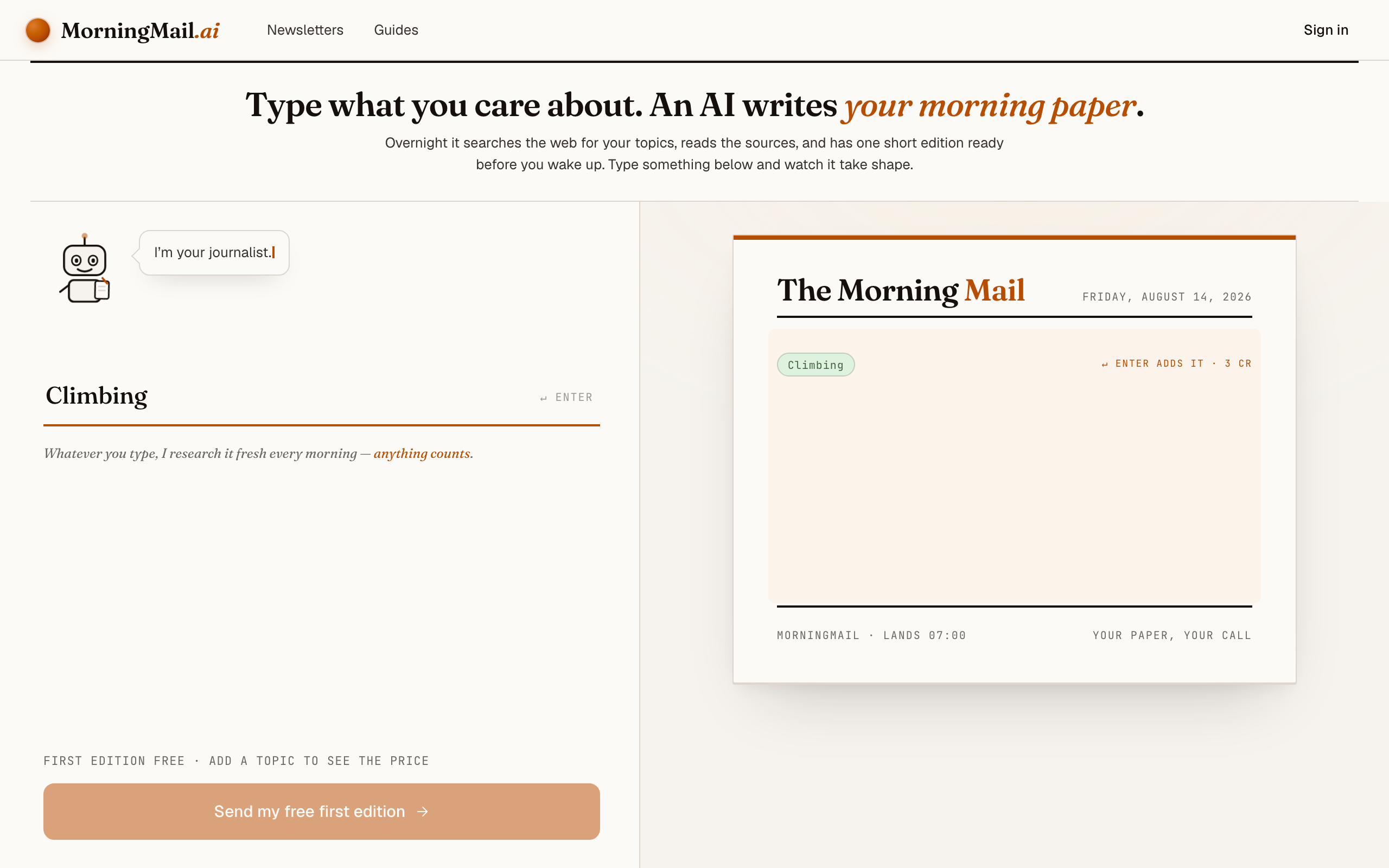 Type your topic: Climbing
